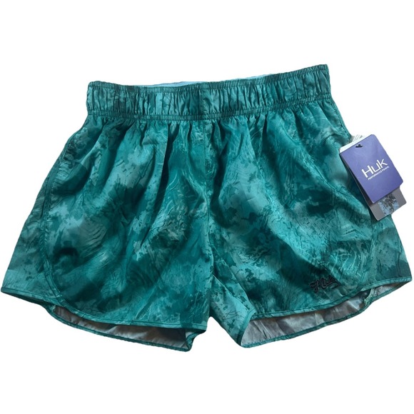 Huk Womens Woven Dock Shorts Size S Blue Aqua Performance Fishing NEW - Picture 1 of 11